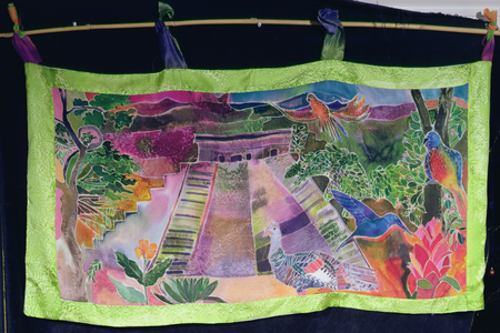 Mayan Temple, 2005 (dyes on silk)