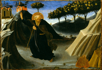 St. Anthony Abbot Shunning the Mass of Gold, 1430s (tempera and gold leaf on panel)