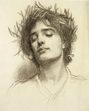 Figure with a Laurel Wreath (pencil on paper)