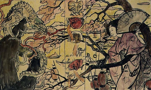 Sketch for the binding of a book on Japanese Art (w/c on paper)