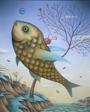 The Trumpet of the Golden Carp (oil on panel)