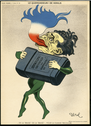 Their figures, Satirique en Colours: Flag tricolor, National Republican Propaganda Centre - By Kerillis Henri - Illustration by Raoul Cabrol (1895-1956)