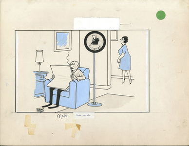 Satirical in N & B, 1965_12_15: Humor, Original drawing, Noise - Illustration by Jacques Faizant (1918-2006)