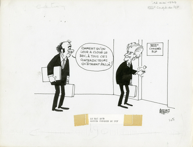 Le Figaro, Satirique en N & B, 1979_5_12: Communist Party - Marchais Georges, Leroy Laurent - Illustration by Jacques Faizant (1918-2006)
