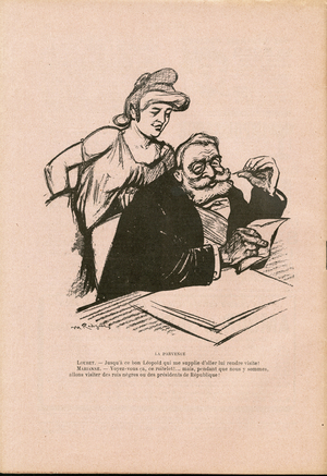 L'Indiscret, Satirique en N & B, 1904_1_6: President of the Republic, Armchair (symbol of power) - Marianne, Loubet Emile (1838-1929) -