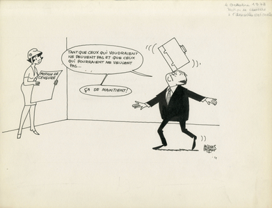 Le Figaro, Satirique en N & B, 1978_10_4: Motion of censure - Barre Raymond - Illustration by Jacques Faizant (1918-2006)