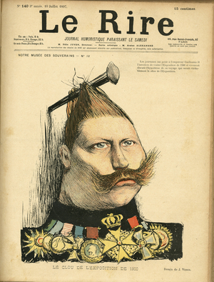 Illustration of Jean Veber (1868-1928) for the Cover of Le Rire, 1897-7-10 - Le clou de l'exposition 1900 - Germany Prussia, Exposition universelle, Medaille - William II
