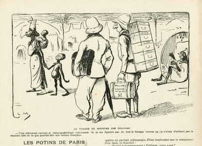 Illustration in Le Rire, 25/04/08 -  the travel of the colonie minister, Senegal (engraving)