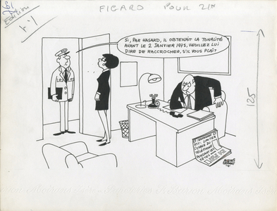 Le Figaro, Satirique in N & B, ca. 1974_12_27: Telephone - Illustration by Jacques Faizant (1918-2006)