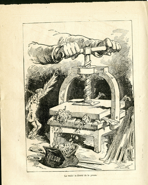 Le Triboulet, Satirique en N & B, 1881_2_6: La voila la liberte de la presse - Censorship, Presse/Medias - Triboulet - Illustration by J. Blas (1847-1892)