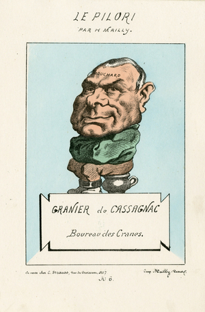 Le Pilori (Mailly), number 6, circa 1870 - Illustration by Mailly (1829-?) : Skull Executioner - Second Empire, War 1870-1871 - Cassagnac Granier de - Scatology
