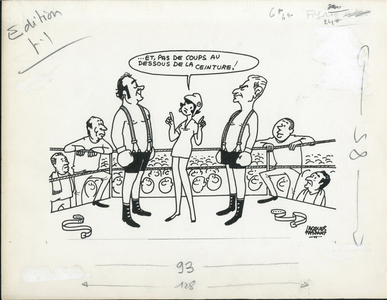 Le Figaro, Satirique en N & B, 1972_12_15: Elections, President of the Republic, Union de la gauche - Mitterrand Francois, Marchais Georges, Messmer Pierre - Illustration by Jacques Faizant (1918-2006)