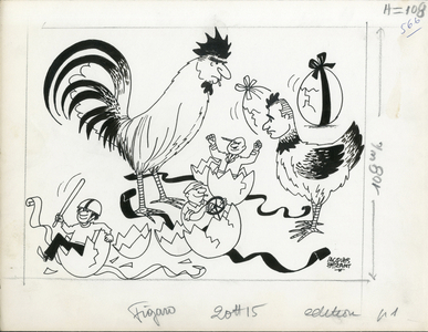Le Figaro, Satirique en N & B, 1970_3_28: President of the Republic - Pompidou Georges, Chaban Delmas Jacques - Illustration by Jacques Faizant (1918-2006)