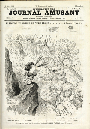 Cover of “” The Fun Journal””, Satirique en N & B, 1859_12_3: The Legend of the century by Victor Hugo!!! - Modernite - Hugo Victor, Mohammed Illustration by Marcelin (1828-1887)