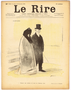 Cover of “” Le Lire””, Satirique en Colours, 1898_12_24: The Case - Case Dreyfus, Couple Illustration by Jean-Louis Forain (1852-1931)