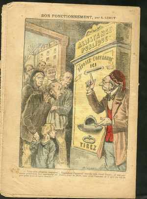 Illustration by Achille Lemot (1846-1909) for the Cover of Le Pelerin, 07/02/09 - Good functioning - Family, Misere, Public assistance