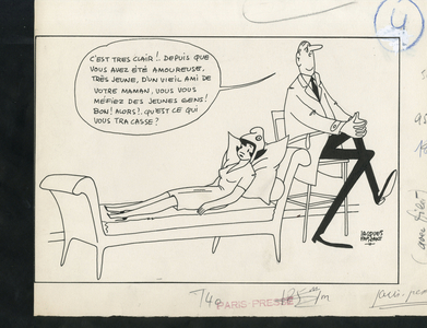 Paris-Presse, Satirique en N & B, 1965_11_23: Elections, President of the Republic, Armchair (symbol of power) - Marianne, De Gaulle Charles - Illustration by Jacques Faizant (1918-2006)