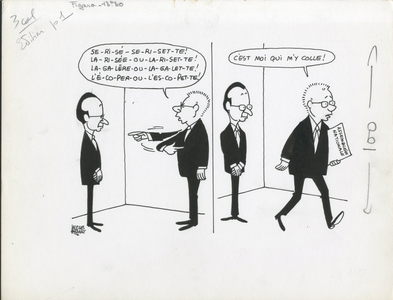 Le Figaro, Satirique in N & B, ca. 1974_12_3: Chamber of Deputes - Fourcade Jean-Pierre - Illustration by Jacques Faizant (1918-2006)