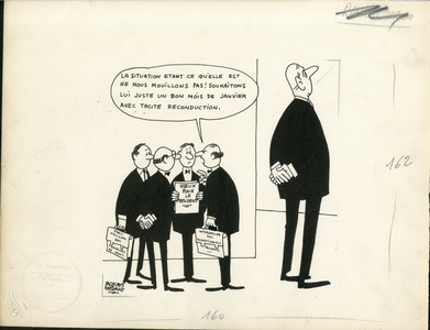 Paris-Presse, Satirique en N & B, 1961_12_28: President of the Republic, New Year - De Gaulle Charles - Illustration by Jacques Faizant (1918-2006)