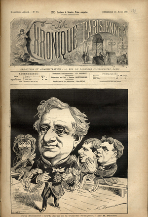 Parisian Chronicle, 1881_8_7 - Illustration by Henri Demare (1846-1888): Comedie francaise - Got Edmond (1822-1901)