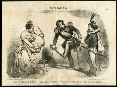 Illustration by Charles Vernier (? -1887) in Le Charivari, 1851-1-25 - Actualites - President of the Republic, Charivari (journal) - Napoleon III, Changarnier Nicolas (1793-1877), General Generaux