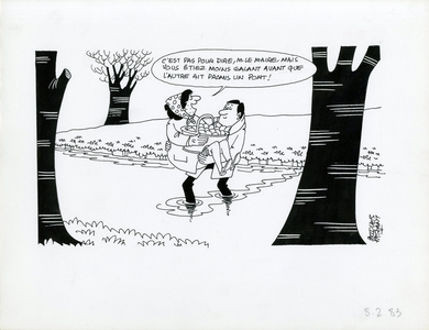 Le Figaro, Satirique en N & B, 1983_2_8: Elections, Municipal Elections - Mayor - Illustration by Jacques Faizant (1918-2006)