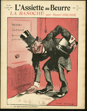 Cover of 'L'Assiette au Beurre', number 175, Satirique en Colours, 1904_8_6: Art - Bailiff, Painters artists (lithograph)