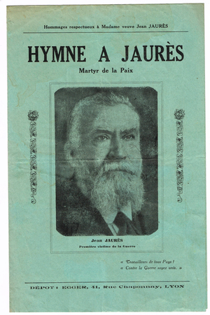 song illustree, in Colors, circa 1920: Hymne a Jaures - Peace, Portrait - Jaures Jean