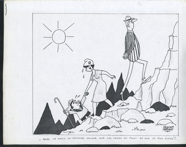 Candide, Satirique en N & B, 1962_8_15: President of the Republic, Reproduction - Marianne, De Gaulle Charles, Pompidou Georges - Illustration by Jacques Faizant (1918-2006)