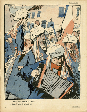 L'Assiette au Beurre, number 258, Satirique en couleurs, 1906_3_10: Antimilitarism, Armee, Patriotism, Accordeon, Conseil de Revision (lithograph)