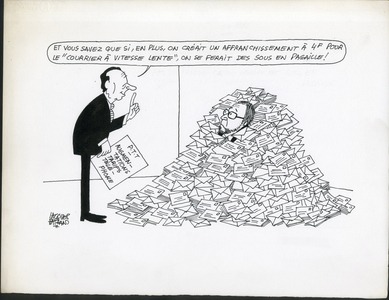 Le Figaro, Satirique en N & B, 1984_5_3: - Illustration by Jacques Faizant (1918-2006)