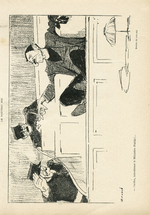 Illustration of Henri Gousse (1872-1914) in Le Lire, 11/12/09 - The new game - Justice Proces, Police, Smoking, Tobacco - Policeman