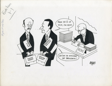 Le Figaro, Satirique en N & B, 1974_9_4: Agriculture, PME - Fourcade Jean-Pierre, Bonnet Christian, Ansquer Vincent - Illustration by Jacques Faizant (1918-2006)