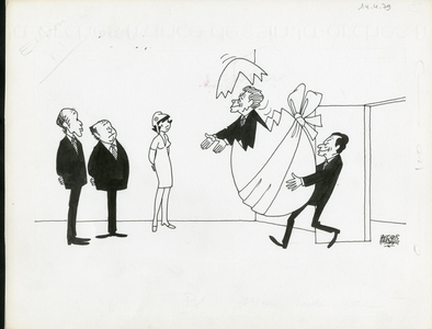 Le Figaro, Satirique en N & B, 1979_4_14: President of the Republic - Marianne, Giscard d'Estaing Valery, Barre Raymond, Lecanuet Jean, Servan-Schreiber Jean-Jacques - Illustration by Jacques Faizant (1918-2006)