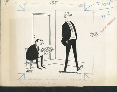 Paris-Presse, Satirique en N & B, 1962_10_9: President of the Republic, Referundum, Motion de censure - De Gaulle Charles, Pompidou Georges - Illustration by Jacques Faizant (1918-2006)