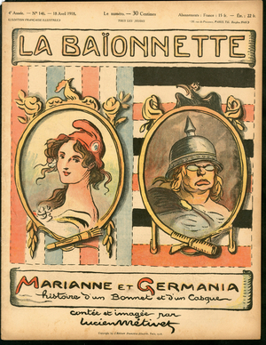 Cover of "La Baionnette"", Satirique en Couleurs, 1918.4.18 : war of 14 -18 (engraving)