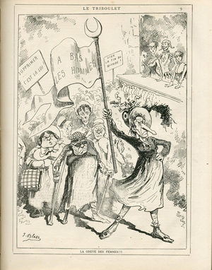 Le Triboulet, 1882: Women's strike (engraving)