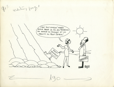 Le Figaro, Satirique en N & B, 1977_7_8: President of the Republic, Carpentras - Giscard d'Estaing Valery - Illustration by Jacques Faizant (1918-2006)