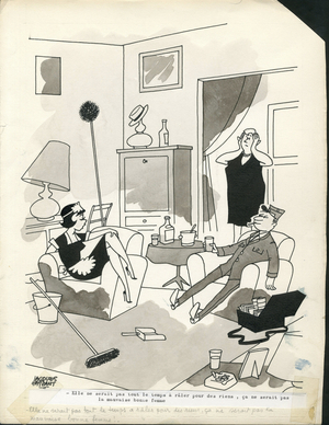 Days of France, Satirique en N & B, 1963_1_12: Humor - Homemaids - Illustration by Jacques Faizant (1918-2006)