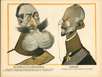L'Assiette au Beurre, number 167, Satirique en couleurs, 1904_6_11: Diplomatie - Gustave Lannes de Montebello (1838-1907), Maurice Bompard (1854-1935) (lithograph)