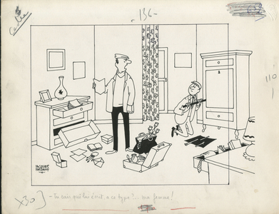 Le Figaro, Satirique en N & B, 1963_6: Humor, Vol - Illustration by Jacques Faizant (1918-2006)