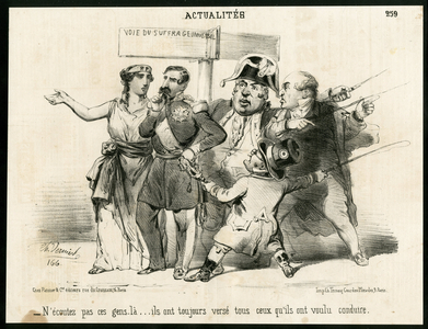 Le Charivari, Satirique en N & B, 1851_12_1: News - President of the Republic, Size - Thiers Adolphe, Marianne, Napoleon III, Berryer Pierre Antoine dit Berryer Jr. (1790-1868) - Illustration by Charles Vernier (? -1887)