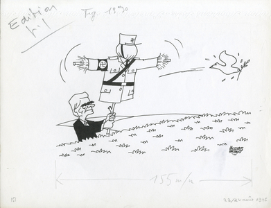 Le Figaro, Satirique en N & B, 1975_8_23: Portugal, Fascism, Identifier - Illustration by Jacques Faizant (1918-2006)