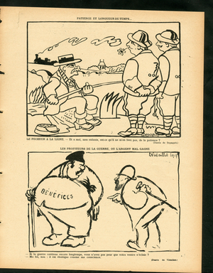Les Hommes du jour, Satirique en N & B, 1917_5_26: War of 14 -18, Profit Profit, Pacifism Illustration by Vidaillet