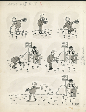 Days of France, Satirique en N & B, 1963_6_15: Humor, Flowers - Illustration by Jacques Faizant (1918-2006)