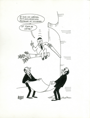 Le Figaro, Satirique en N & B, 1981_5_12: Elections, President of the Republic - Mitterrand Francois, Marchais Georges - Illustration by Jacques Faizant (1918-2006)