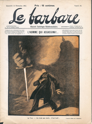 Illustration of Leal de Camara (1877-1948) for The Barbarian Cover, No. 4, 15/11/14 - War of 14 -18, Germany Prussia, Turkey, Belligerants and Symbols - Change of Scale