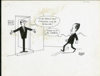 Le Figaro, Satirique en N & B, 1979_3_8: President of the Republic, Identifier, RPR - Chirac Jacques - Illustration by Jacques Faizant (1918-2006)