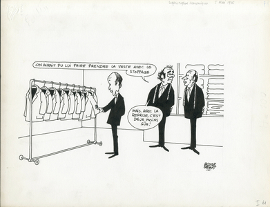 Le Figaro, Satirique en N & B, 1976_5_5: President of the Republic - Giscard d'Estaing Valery, Mitterrand Francois, Marchais Georges - Illustration by Jacques Faizant (1918-2006)