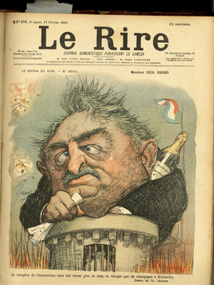 Illustration of Charles Leandre (1862-1934) for the Cover of Le Rire, 1900-2-17 - England Great Britain, Rhodesie - Rhodes Cecil (1853-1902)